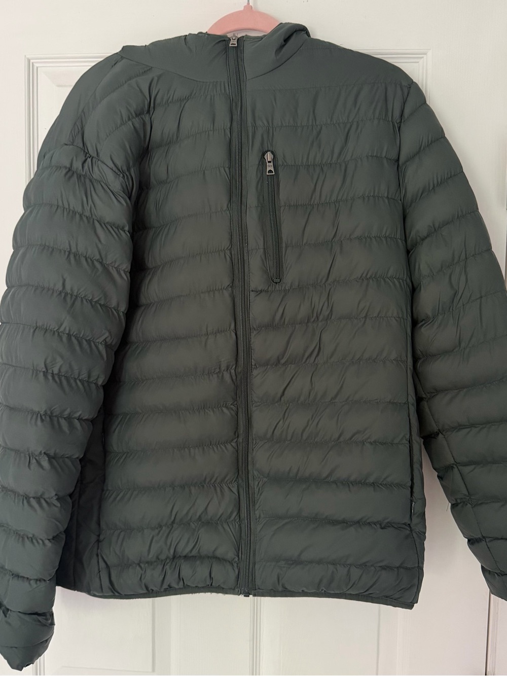 Men's Hooded Quilted Puffer Jacket - Dark Olive